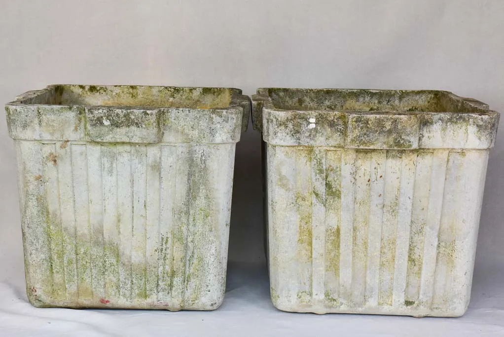 RESERVED AM Pair of large square Willy Guhl garden planters 23¾"
