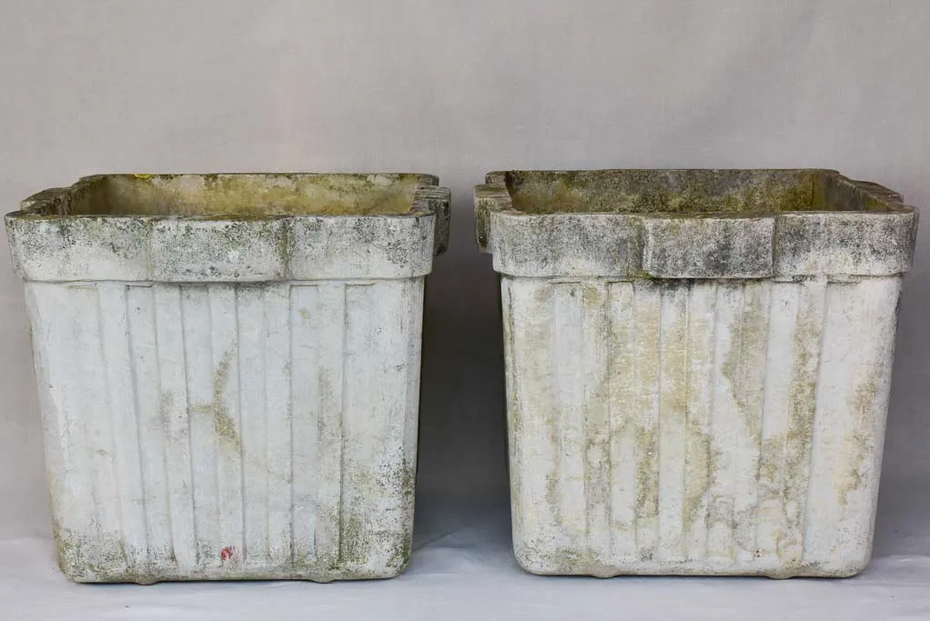 RESERVED AM Pair of large square Willy Guhl garden planters 23¾"