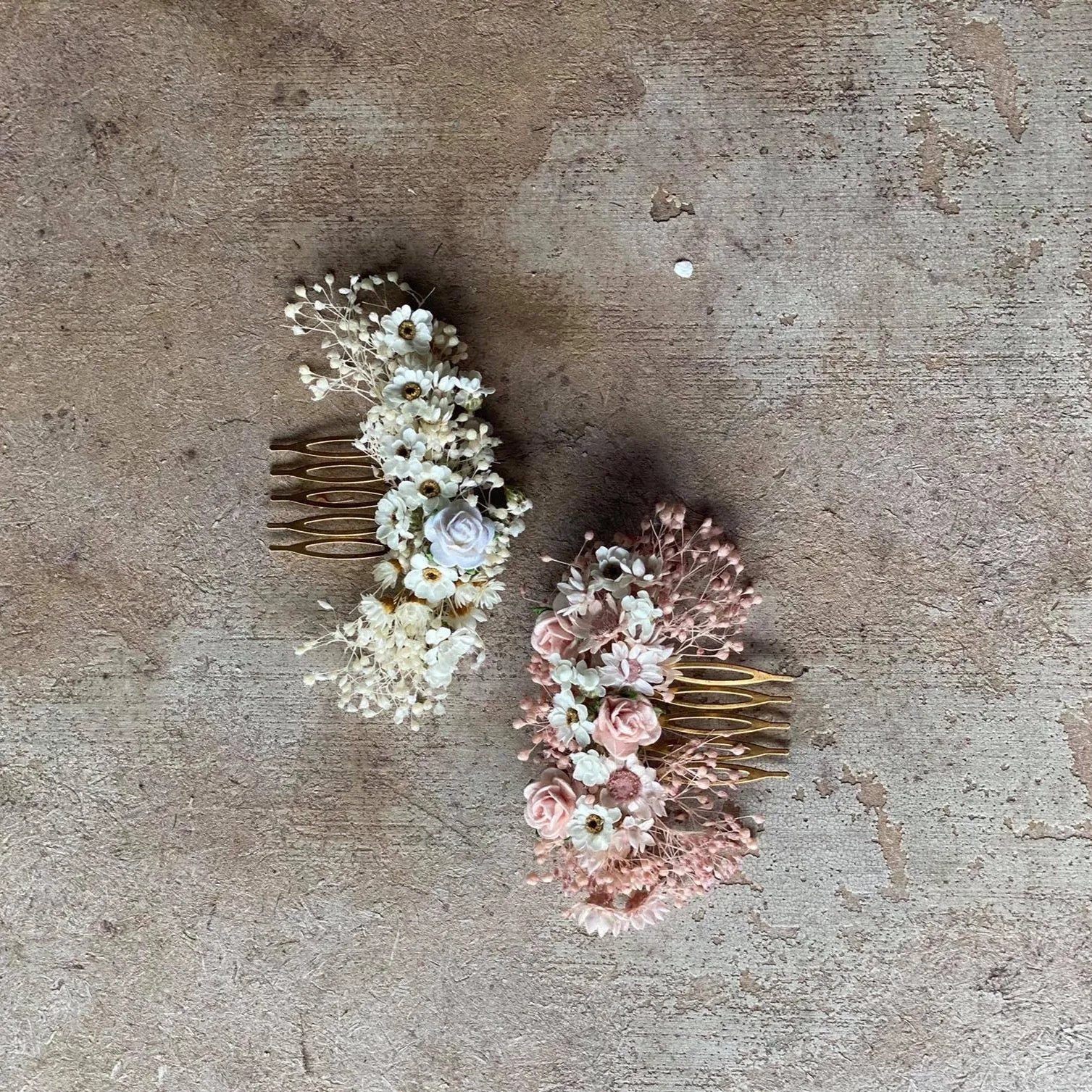 Romantic dried flower comb and pins