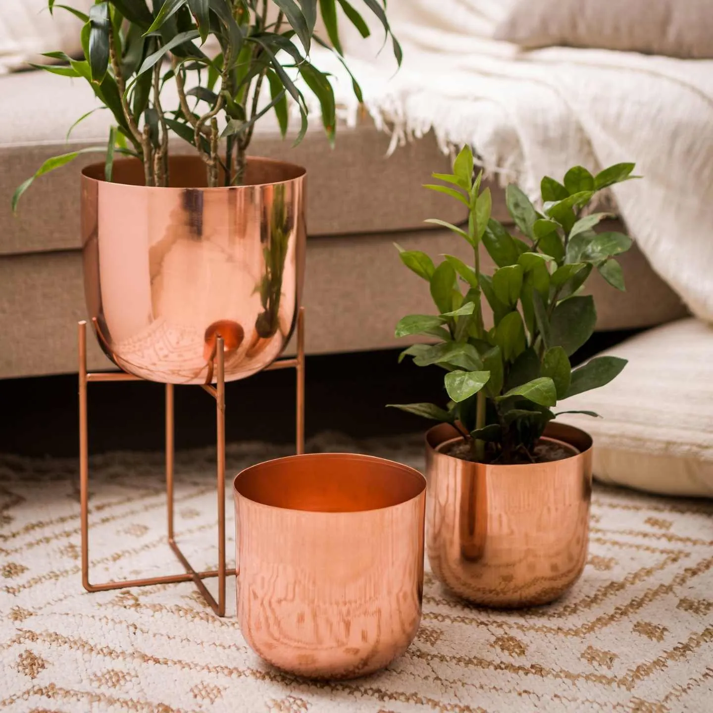 Rose Gold Metal Planter