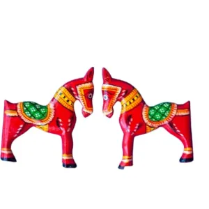 SABHYASHA Handpainted Fridge Magnet: Pattachitra Red Horse | Decorative Magnet for Refrigerator | Almirah | Washing Machine