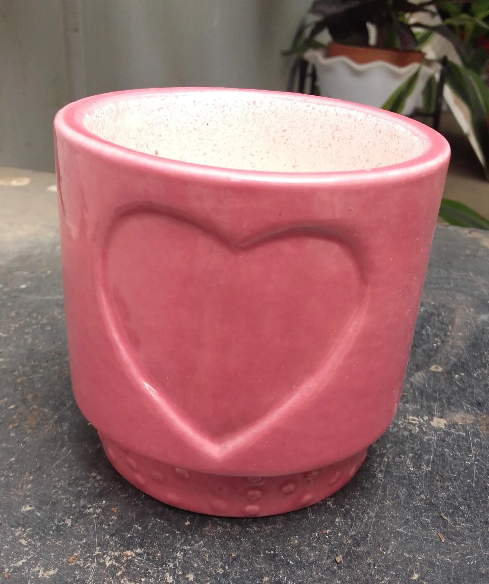 Set of 6 Ceramic Mini Round and Heart Design Planters - Modern Red Pot for Home and Office Decor