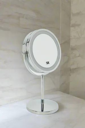 Silver Double Side Mirror With LED Light