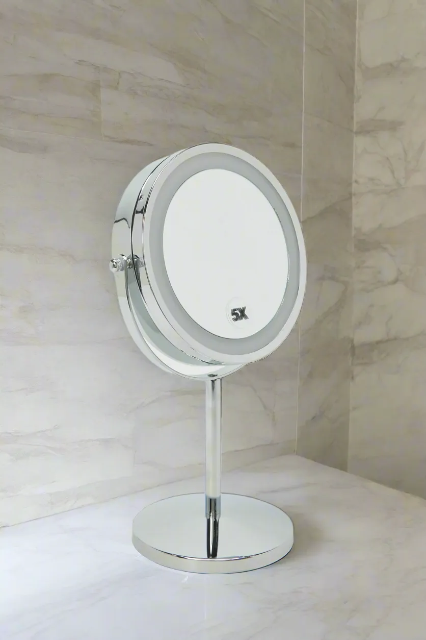 Silver Double Side Mirror With LED Light