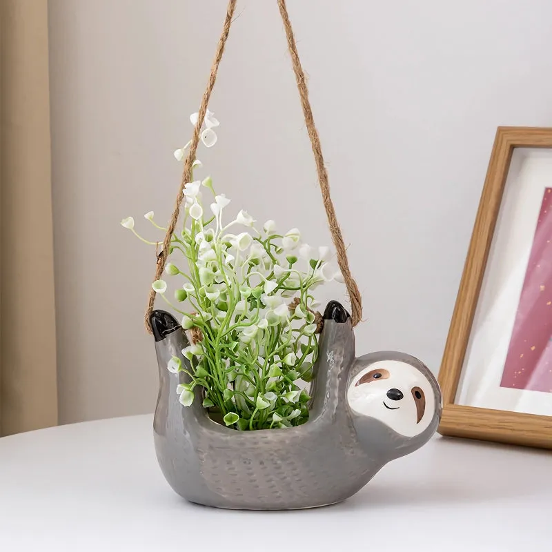 Sloth Hanging Ceramic Wall Vase