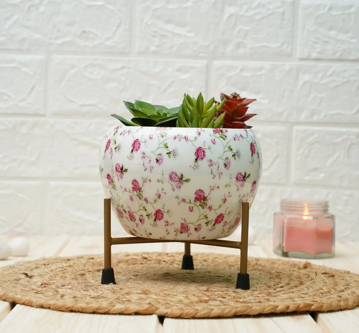Small Pot for Indoor Plants (Pink Rose, Pack of 2)