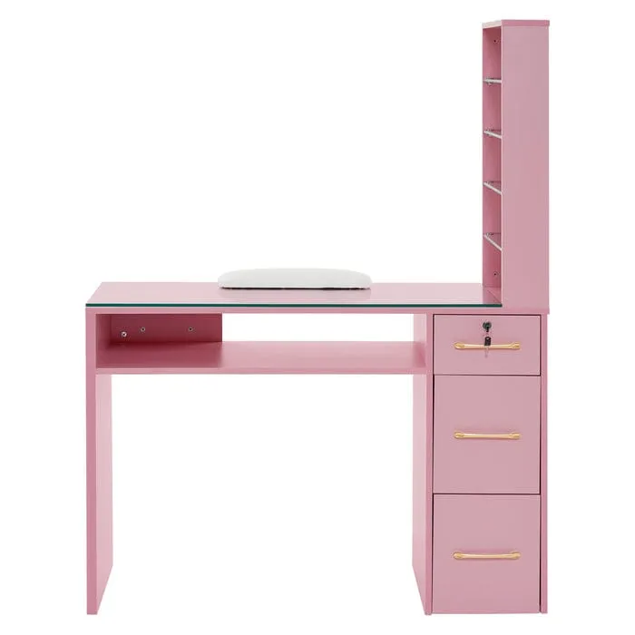 Sofia Manicure Table with Drawers and Shelves