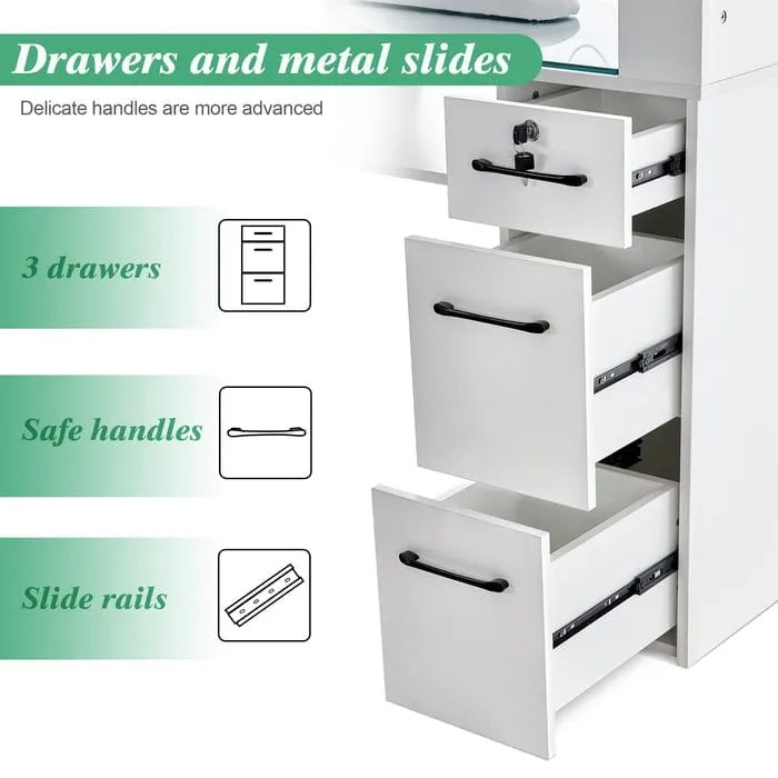 Sofia Manicure Table with Drawers and Shelves