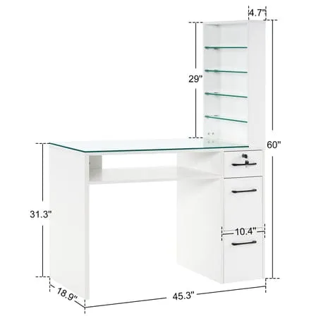 Sofia Manicure Table with Drawers and Shelves