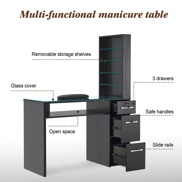 Sofia Manicure Table with Drawers and Shelves