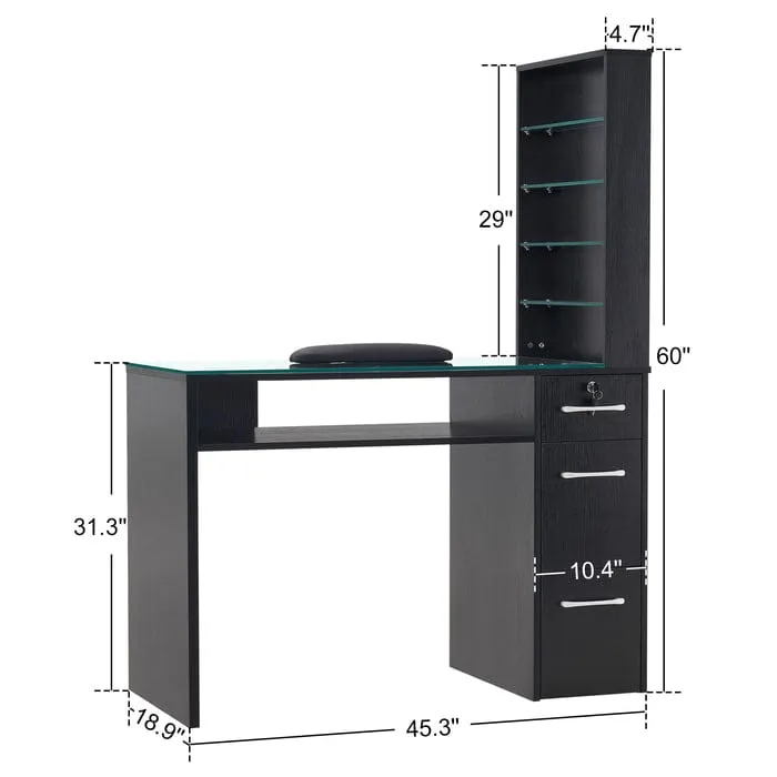 Sofia Manicure Table with Drawers and Shelves