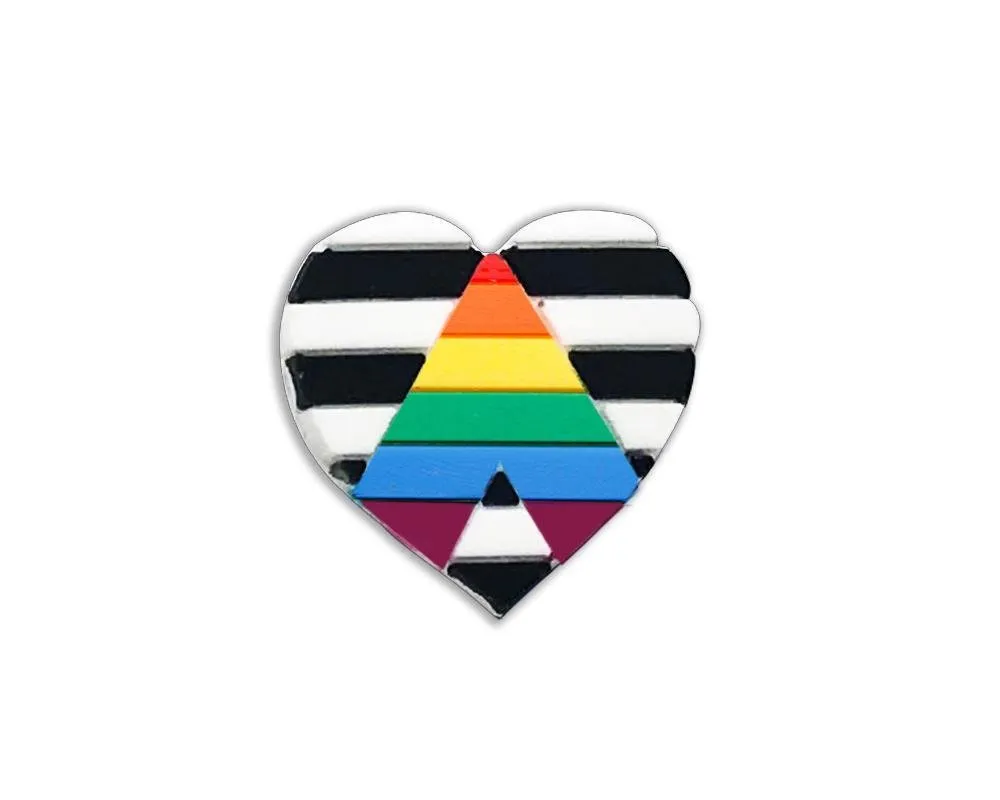 Straight Ally Flag Heart Silicone Pins