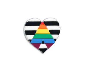 Straight Ally Flag Heart Silicone Pins