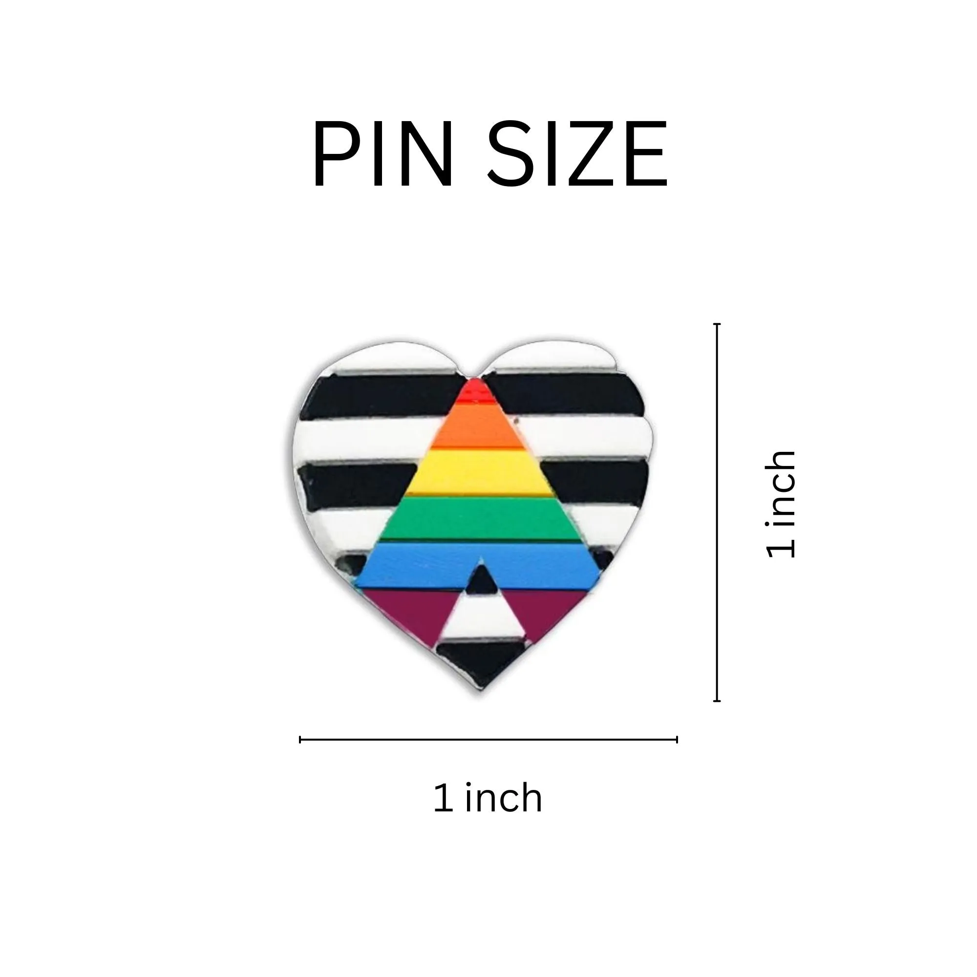 Straight Ally Flag Heart Silicone Pins