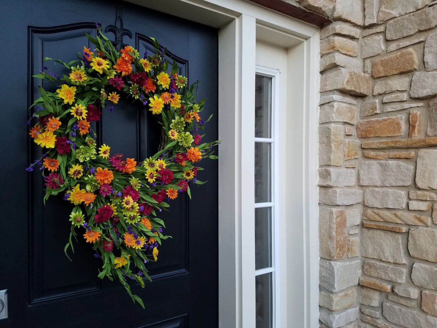 Summer Sunset Cascading Daisy Wreath