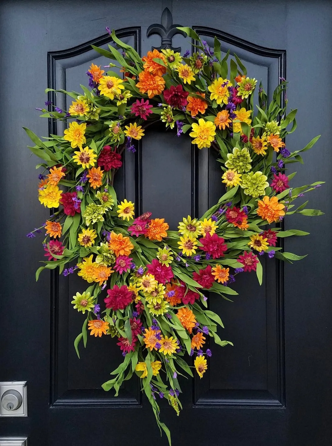 Summer Sunset Cascading Daisy Wreath