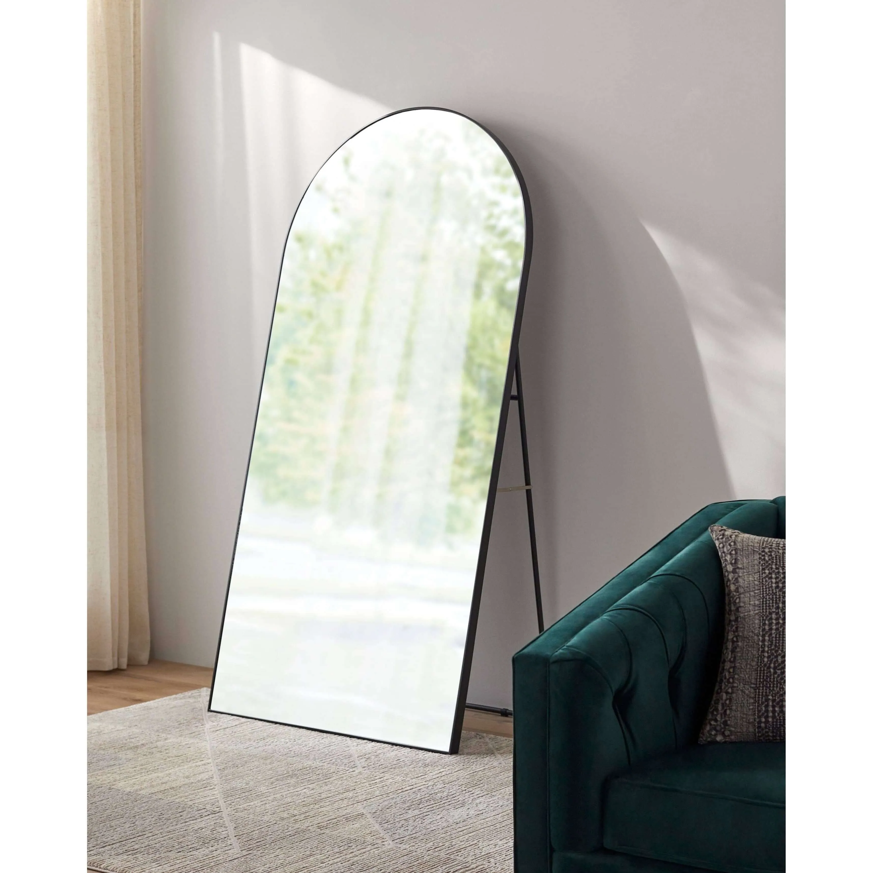 SURYA - Aranya Matte Black Aluminum Frame Floor Mirror