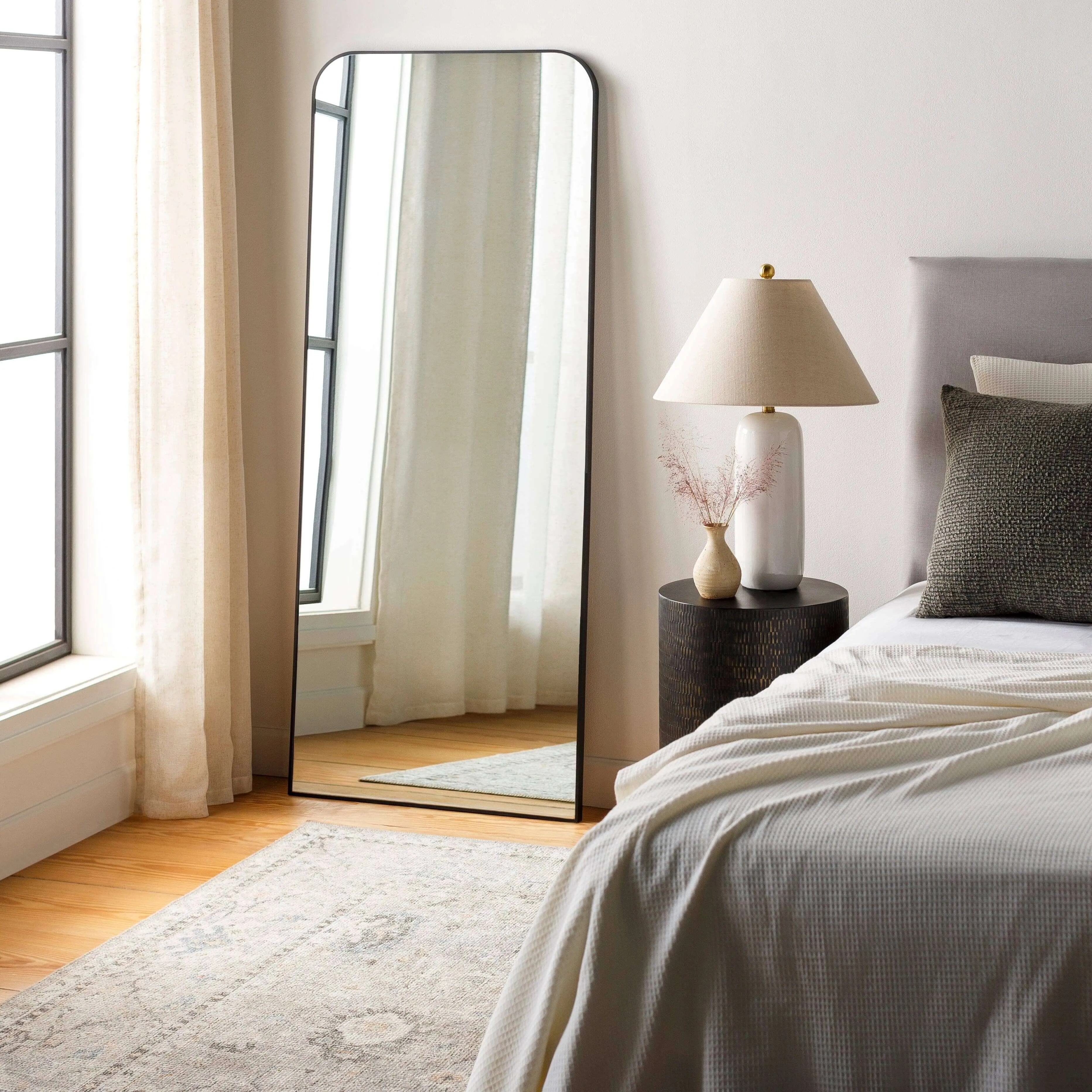 SURYA - Aranya Matte Black Floor Mirror 28W x 67H - RAY009-2867