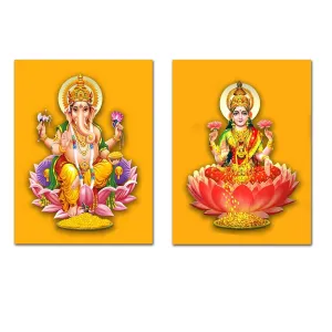 Tallenge - Lakshmi & Ganesha - Set of 2 Fridge Magnets for Home Decor (Size - 3 inches x 4 inches Each)