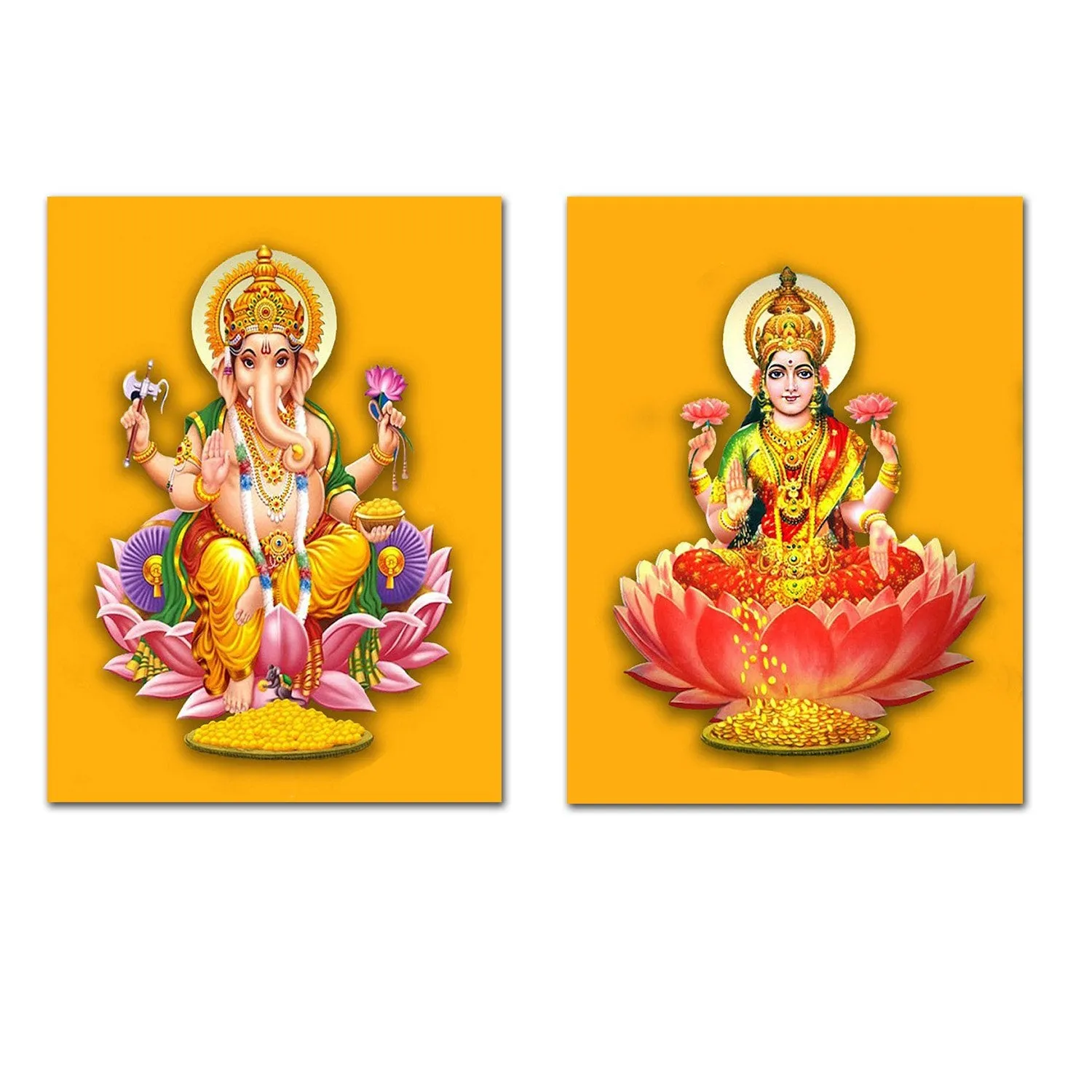 Tallenge - Lakshmi & Ganesha - Set of 2 Fridge Magnets for Home Decor (Size - 3 inches x 4 inches Each)
