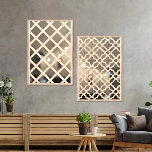 The WoWart Wall Mirror Hangings for Home Decoration/Laminated Pine Wood Engraved Acrylic Mirror Framed Art for Wall Decration (WDJ-BB-2.13, 10x13 inches)