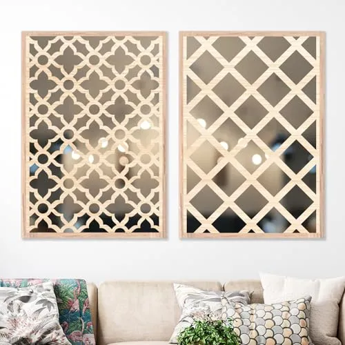 The WoWart Wall Mirror Hangings for Home Decoration/Laminated Pine Wood Engraved Acrylic Mirror Framed Art for Wall Decration (WDJ-BB-2.13, 10x13 inches)