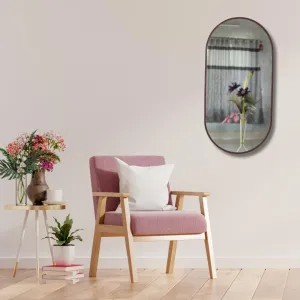 TINITALO Modern Elegance Capsule Shape Wall-Mounted Mirror Metal Framed Wall Mirror Bathroom Mirror Living Room Mirror Home Decor Mirror 24 x 48 Inches Color Copper MF 108