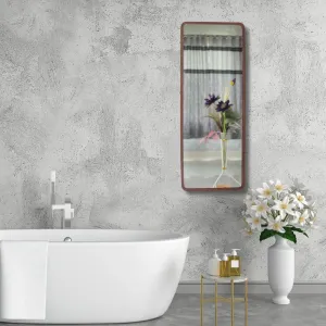 TINITALO Modern Elegance Rectangular Wall-Mounted Mirror Metal Framed Wall Mirror Bathroom Mirror Living Room Mirror Home Decor Mirror 24 x 48 Inches Color Copper MF 121