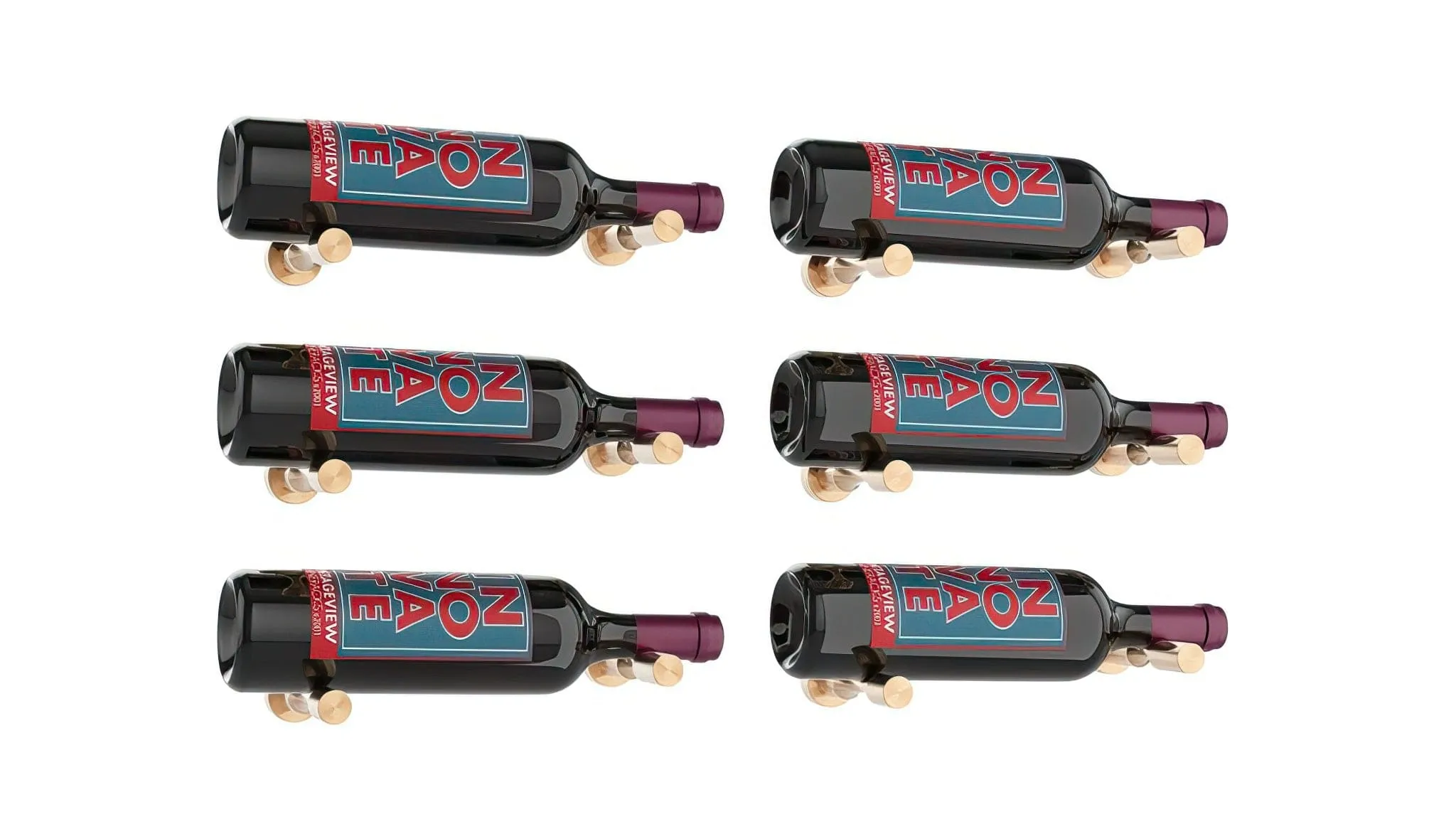Vino Pins Designer Grid 3×2 Wall Mounted Wine Rack (6-12 Bottles)
