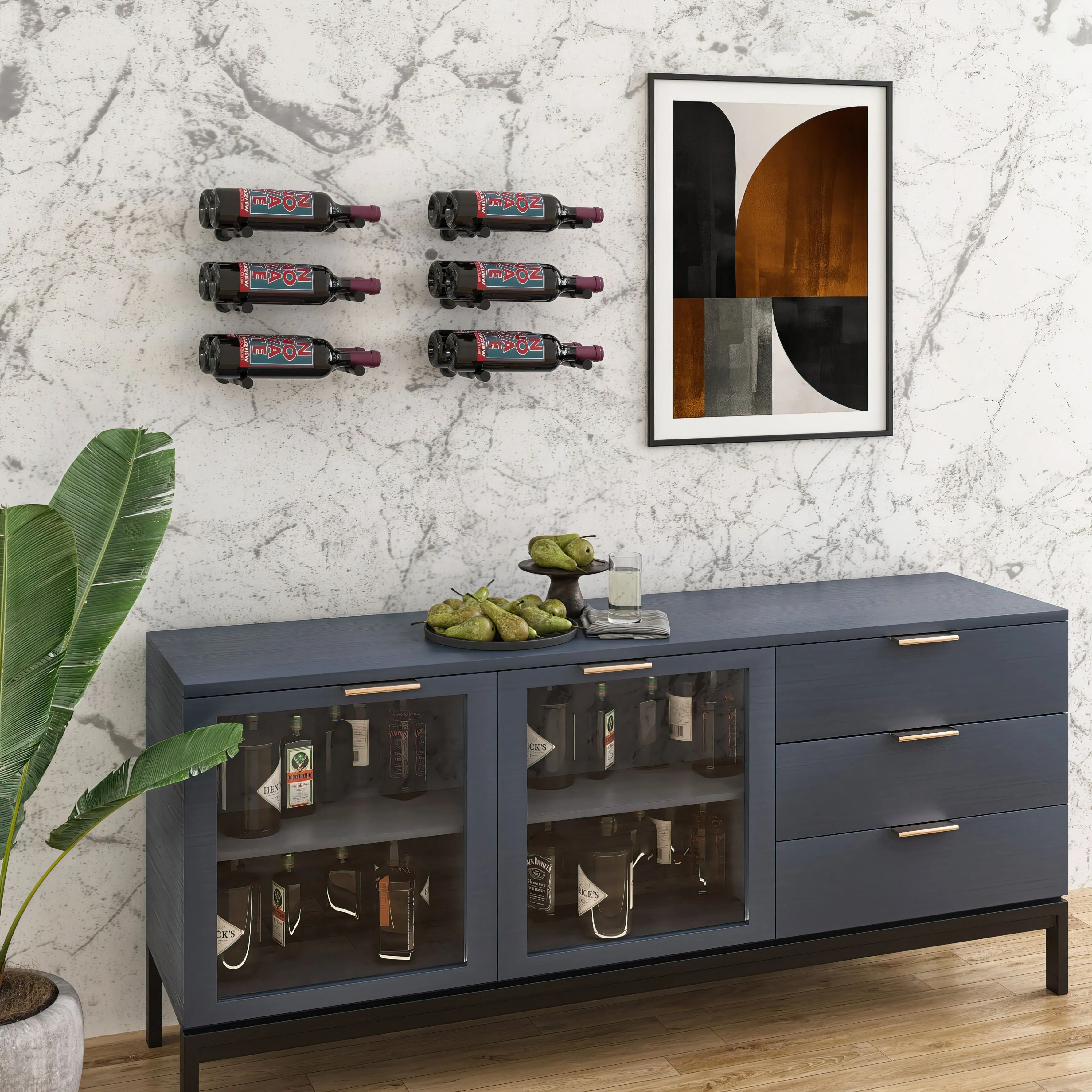 Vino Pins Designer Grid 3×2 Wall Mounted Wine Rack (6-12 Bottles)
