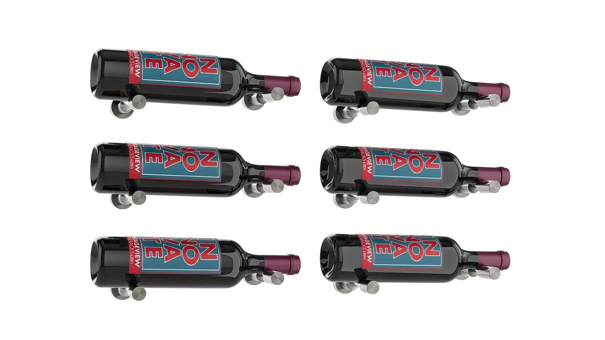 Vino Pins Designer Grid 3×2 Wall Mounted Wine Rack (6-12 Bottles)