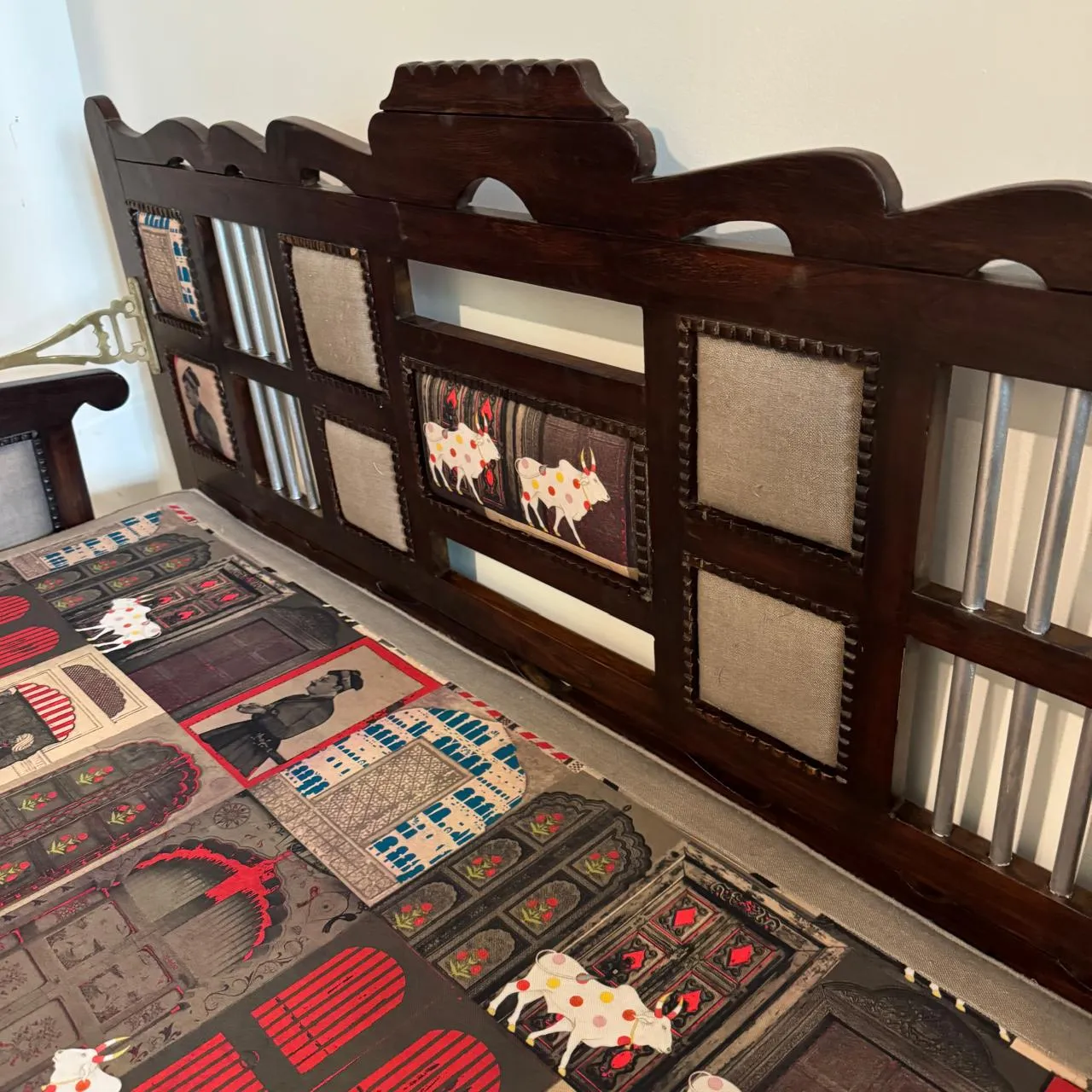 Vintage Wooden bench with Modern Upholstery : Parvez