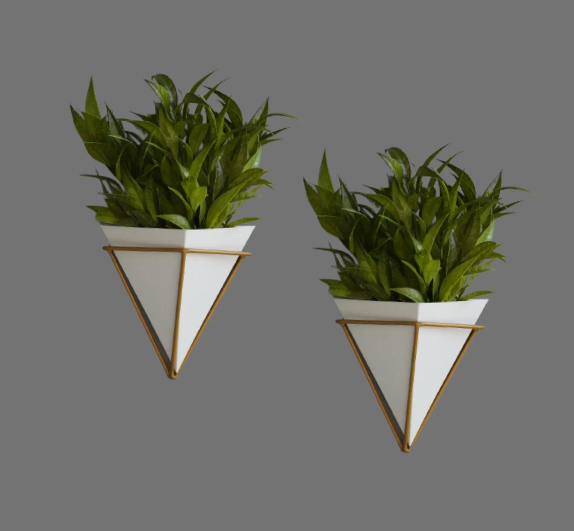 Wall Hanging Pots for Plants | White Pyramid - Pack of 2