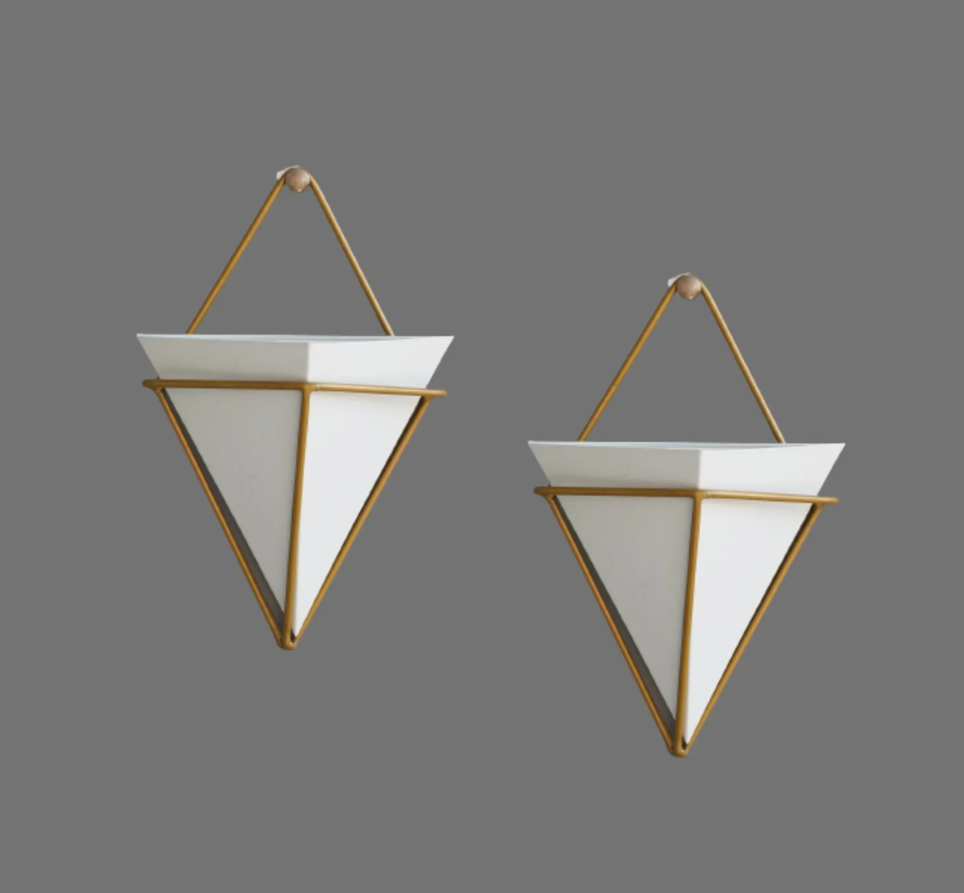 Wall Hanging Pots for Plants | White Pyramid - Pack of 2