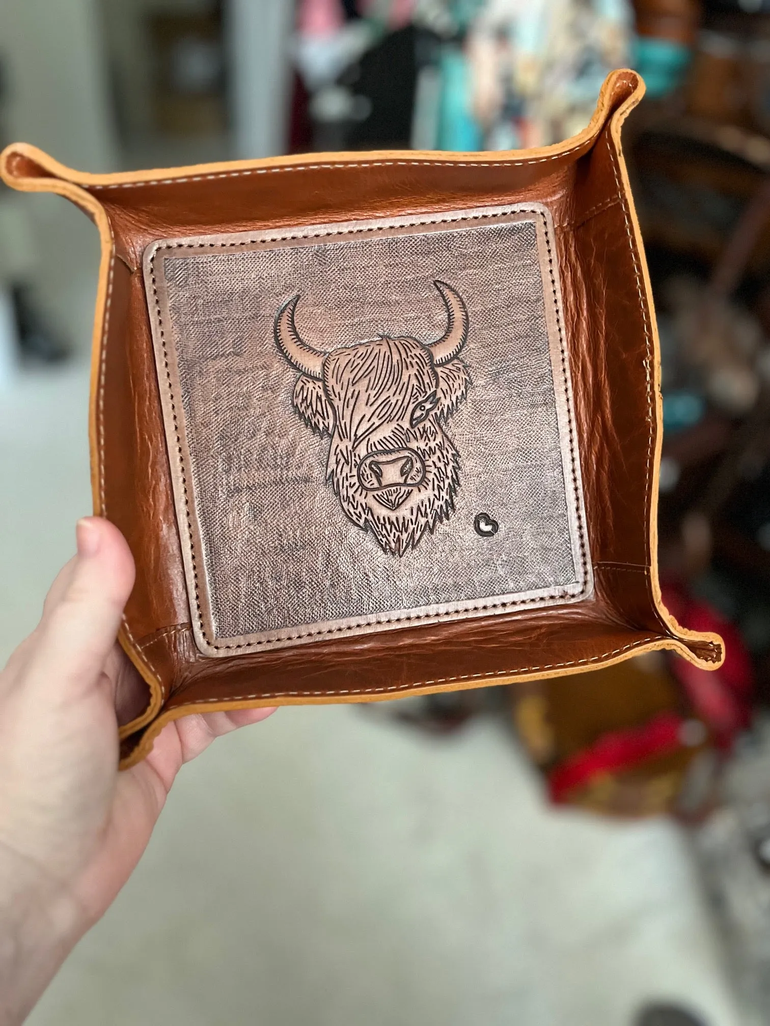 Western Southwest Square Leather Trays