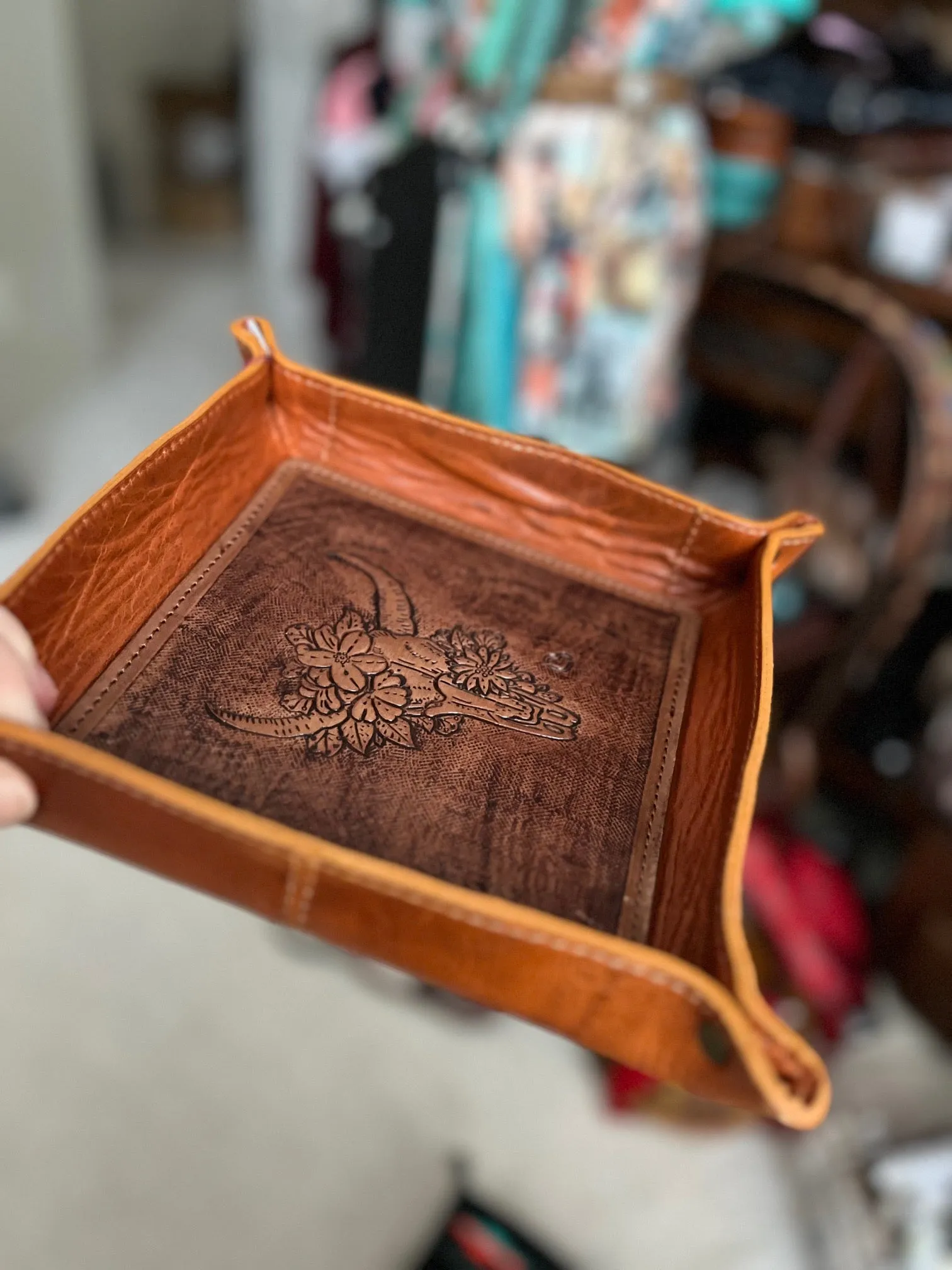 Western Southwest Square Leather Trays