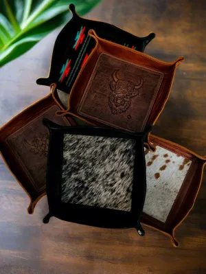 Western Southwest Square Leather Trays