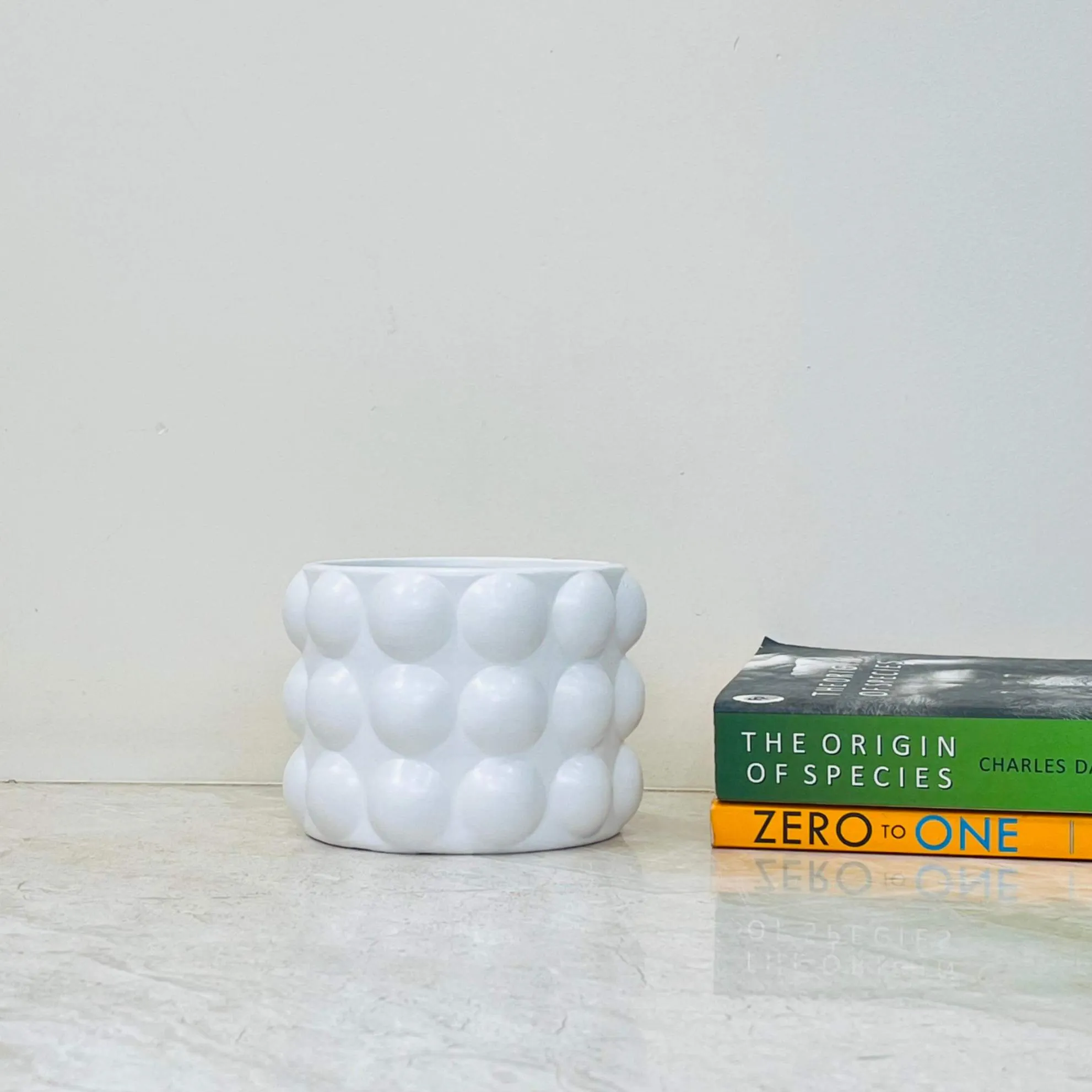 White Bulbous Ceramic Planter – Modern Organic Shape for Indoor Plants