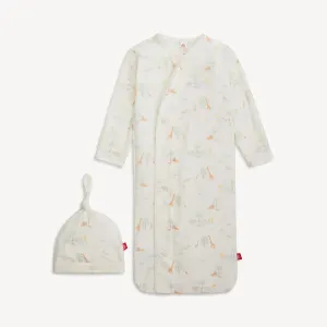 White Serene Safari Magnetic Gown   Hat