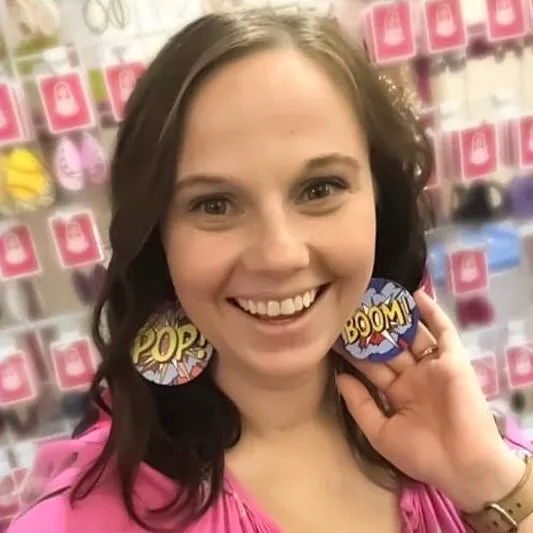 Wooden Pop Art Dangles Hypoallergenic Earrings for Sensitive Ears Made with Plastic Posts