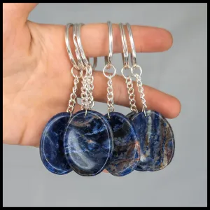 Worry Stone Sodalite Keychain