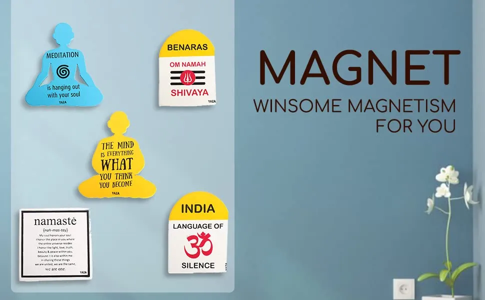 YAZA LIFESTYLE India Fridge Magnet Souvenir Spiritual India Positive Vibes Fridge Magnet Gifts Office Magnet Magnets for Refrigerator Home Fridge Decor Office Decor Kitchen Indian gifts for foreigners