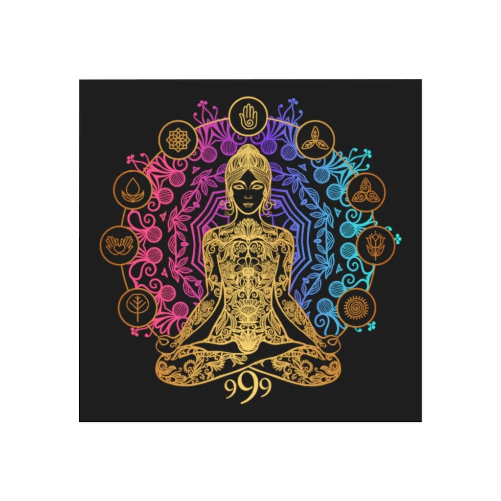 Yoga Spiritual Meditation Square Magnet - Release 999 Angel Number