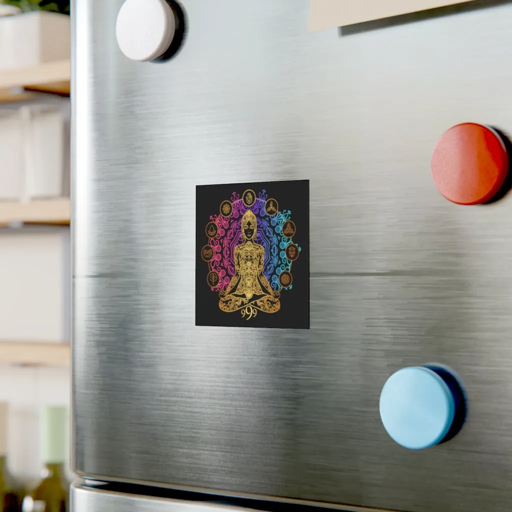 Yoga Spiritual Meditation Square Magnet - Release 999 Angel Number