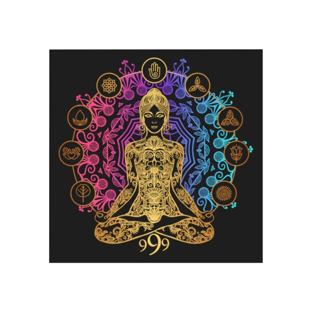 Yoga Spiritual Meditation Square Magnet - Release 999 Angel Number