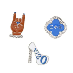 Zeta Phi Beta Blue White 3 Pcs Sorority Pins ZPB